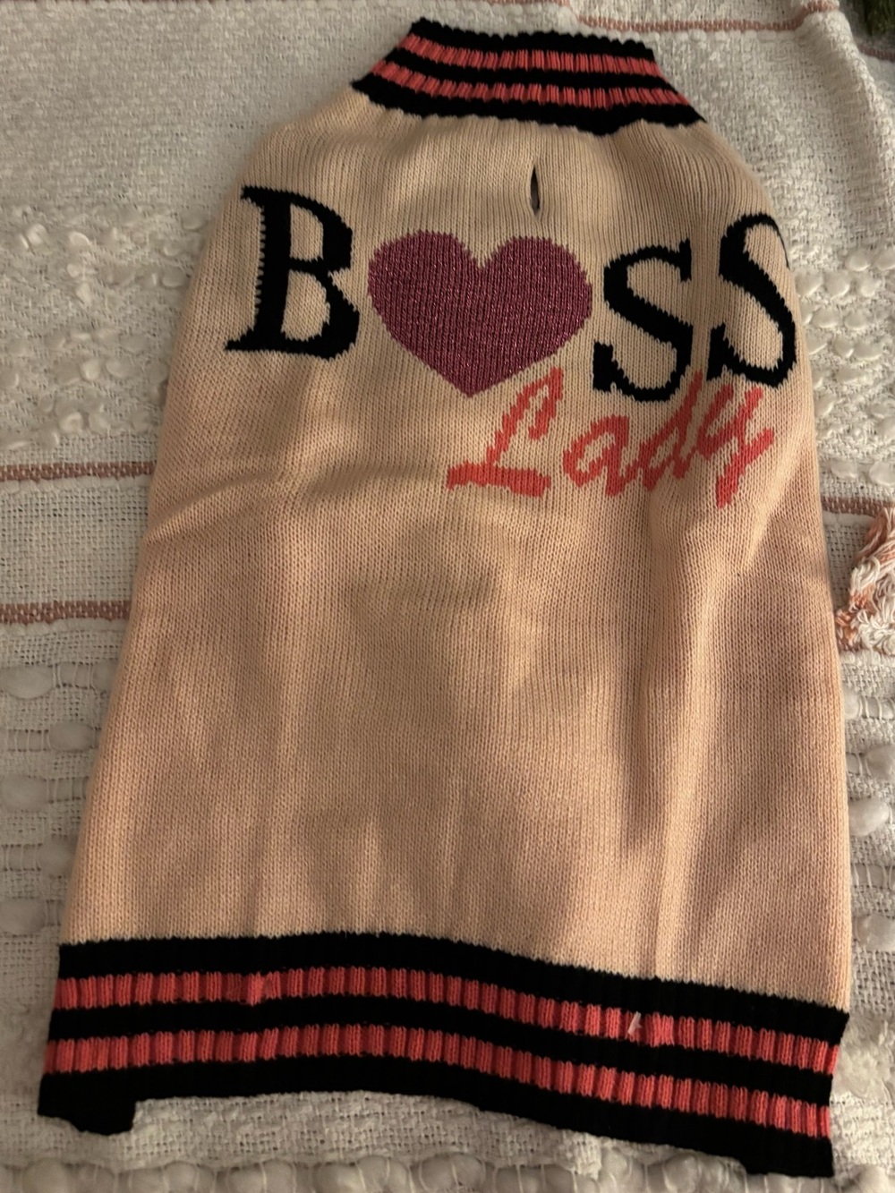 Vibrant Life Pink & Black Boss Lady Dog Sweater Winter Pet Apparel Size Medium
